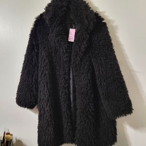Wild Fable faux fur teddy coat black medium NWT